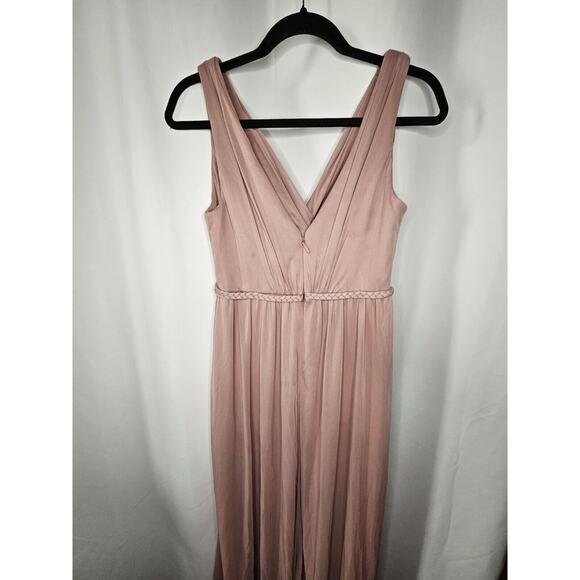 Azazie Womens Tanicia Bridesmaids Dress Pink Pleated Sleeveless Slit Zip Size A6 - Picture 6 of 7